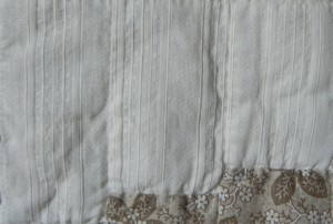 A woven stripe pattern adds texture to this fabric